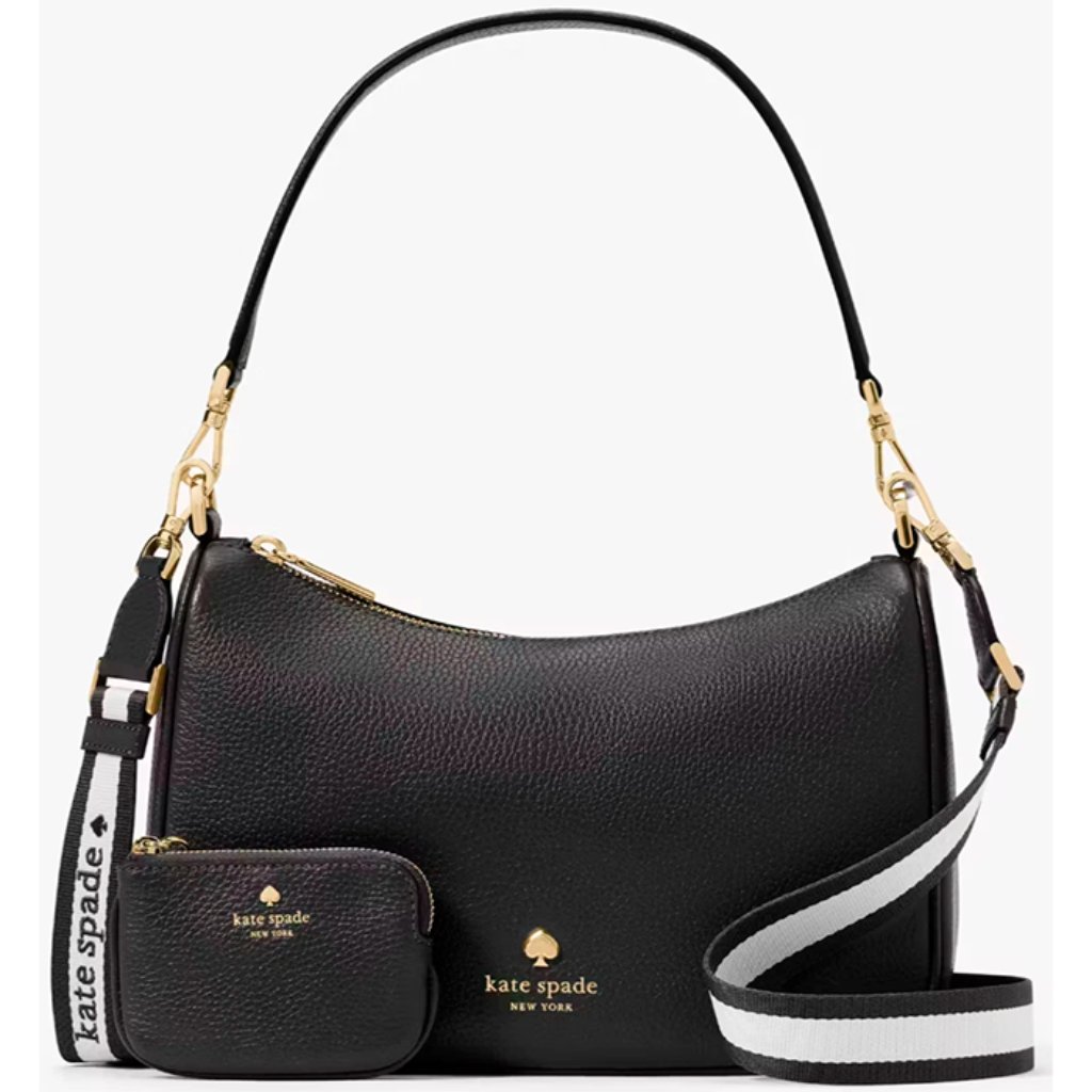 S Kate Spade Emma Shoulder Bag Black Leather Crossbody Purse Kk068 Nwt